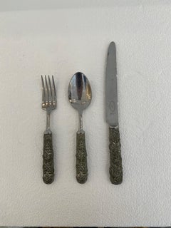 Stainless Steel Set of Knife Fork and Spoon Edwin Blyde & Co, 1950s