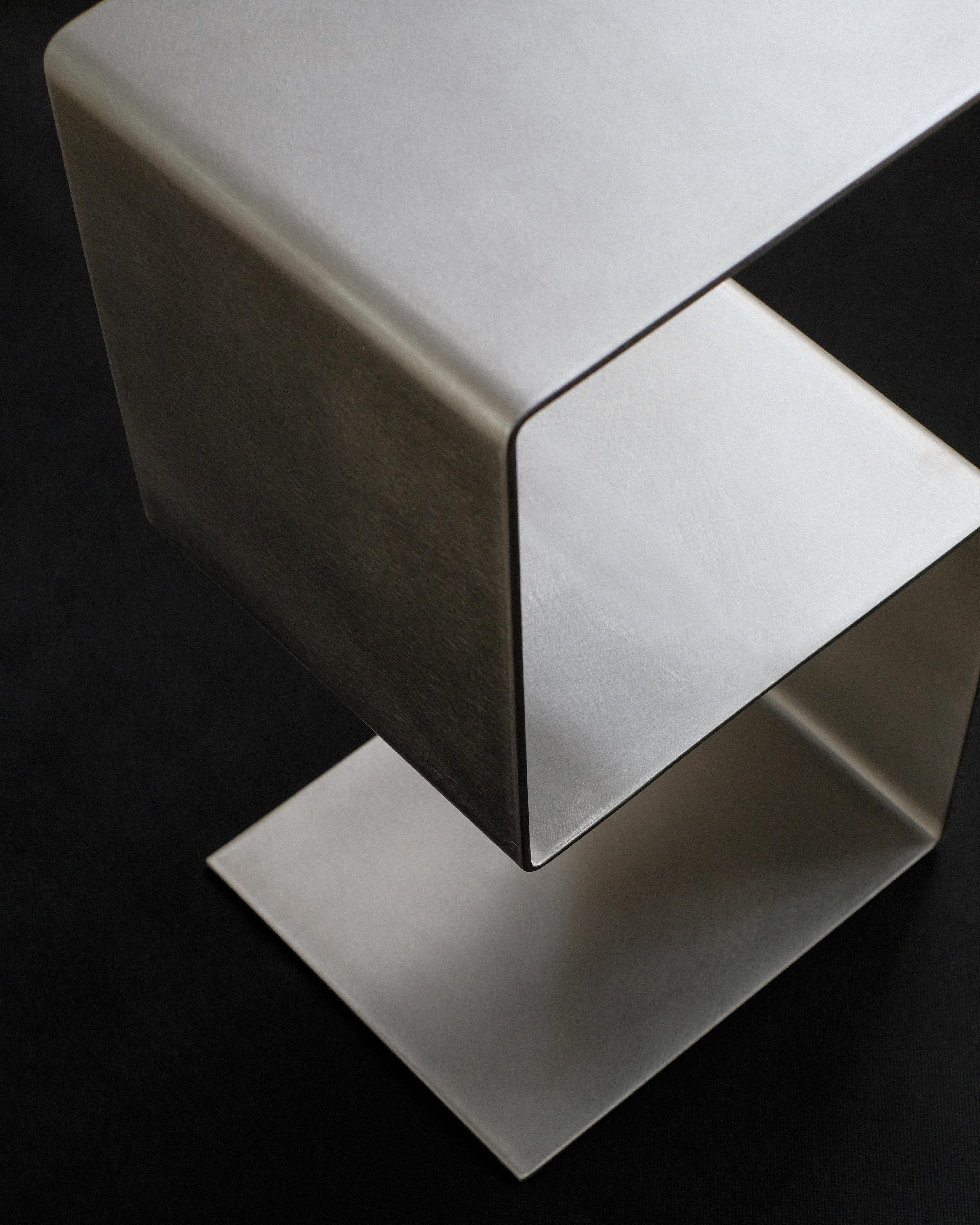 Post-Modern Stainless Steel Side Table by Petra Madalena For Sale