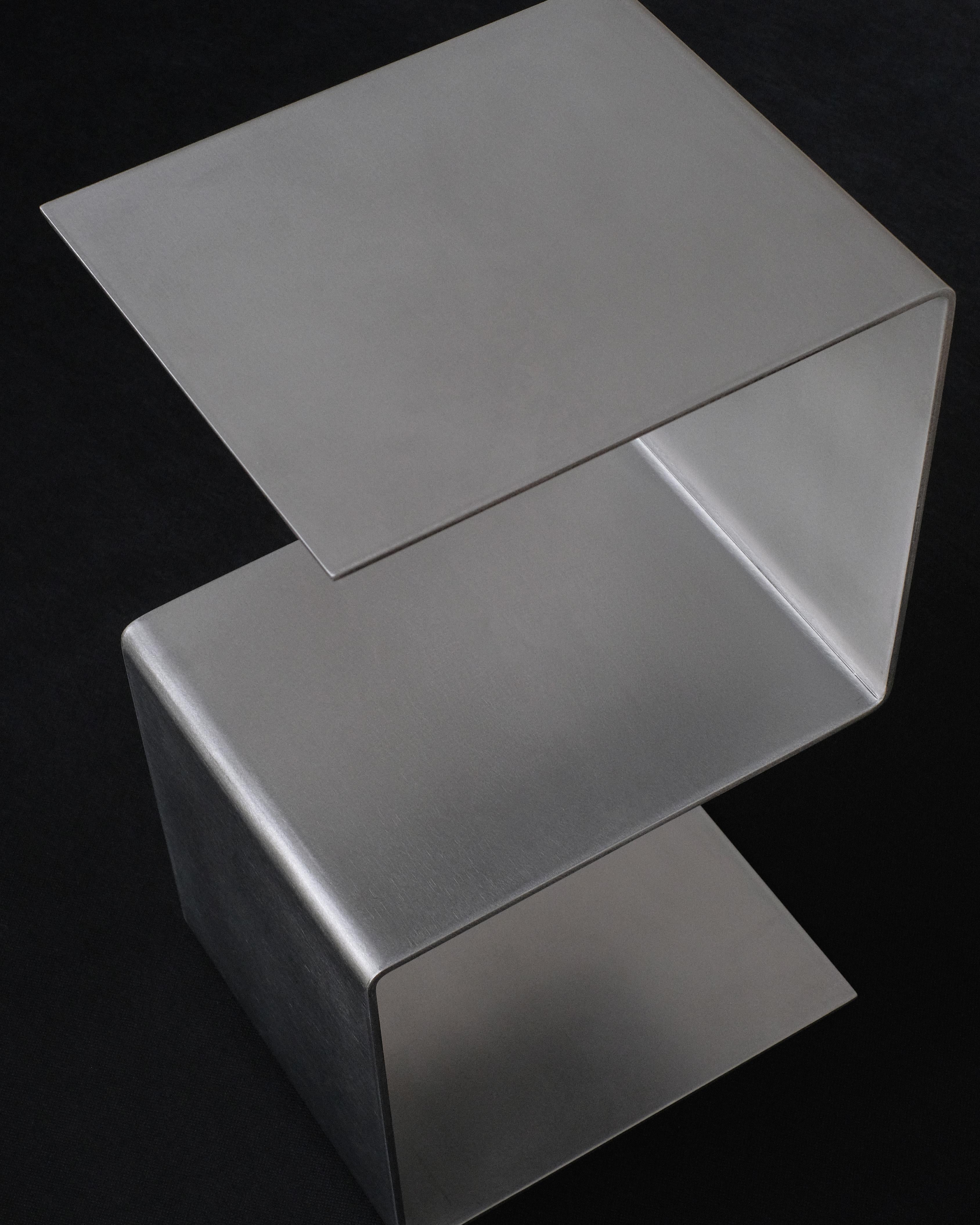 Lithuanian Stainless Steel Side Table by Petra Madalena For Sale