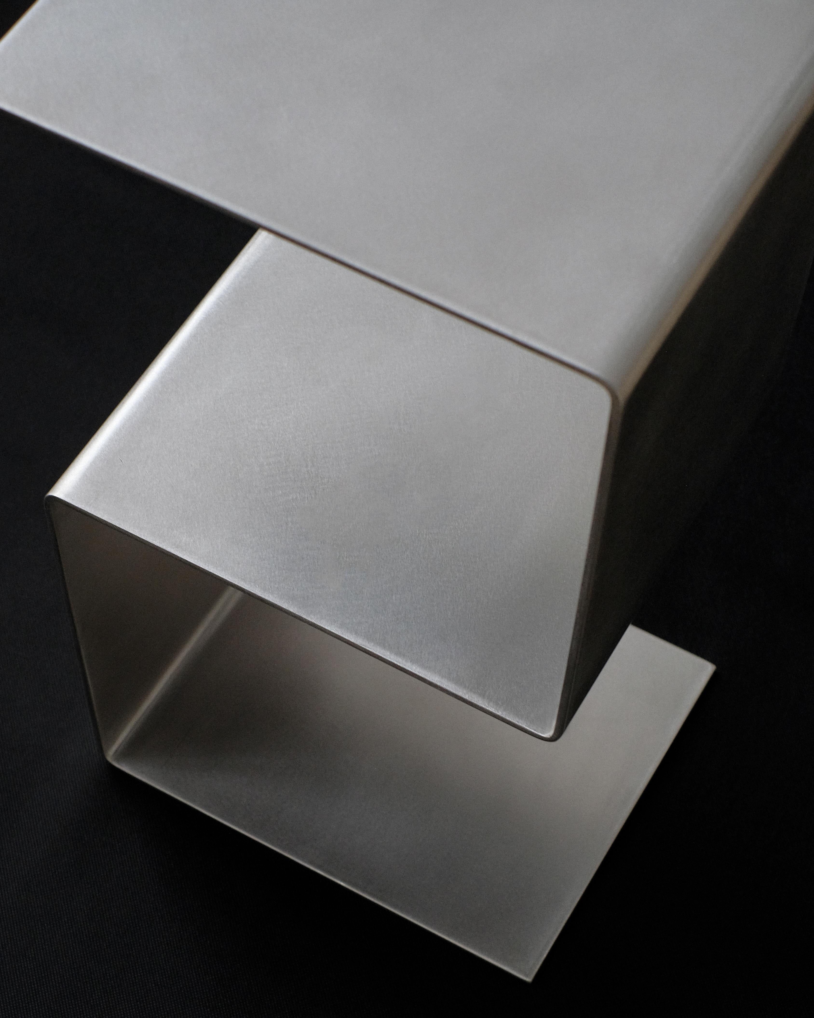 Contemporary Stainless Steel Side Table by Petra Madalena For Sale