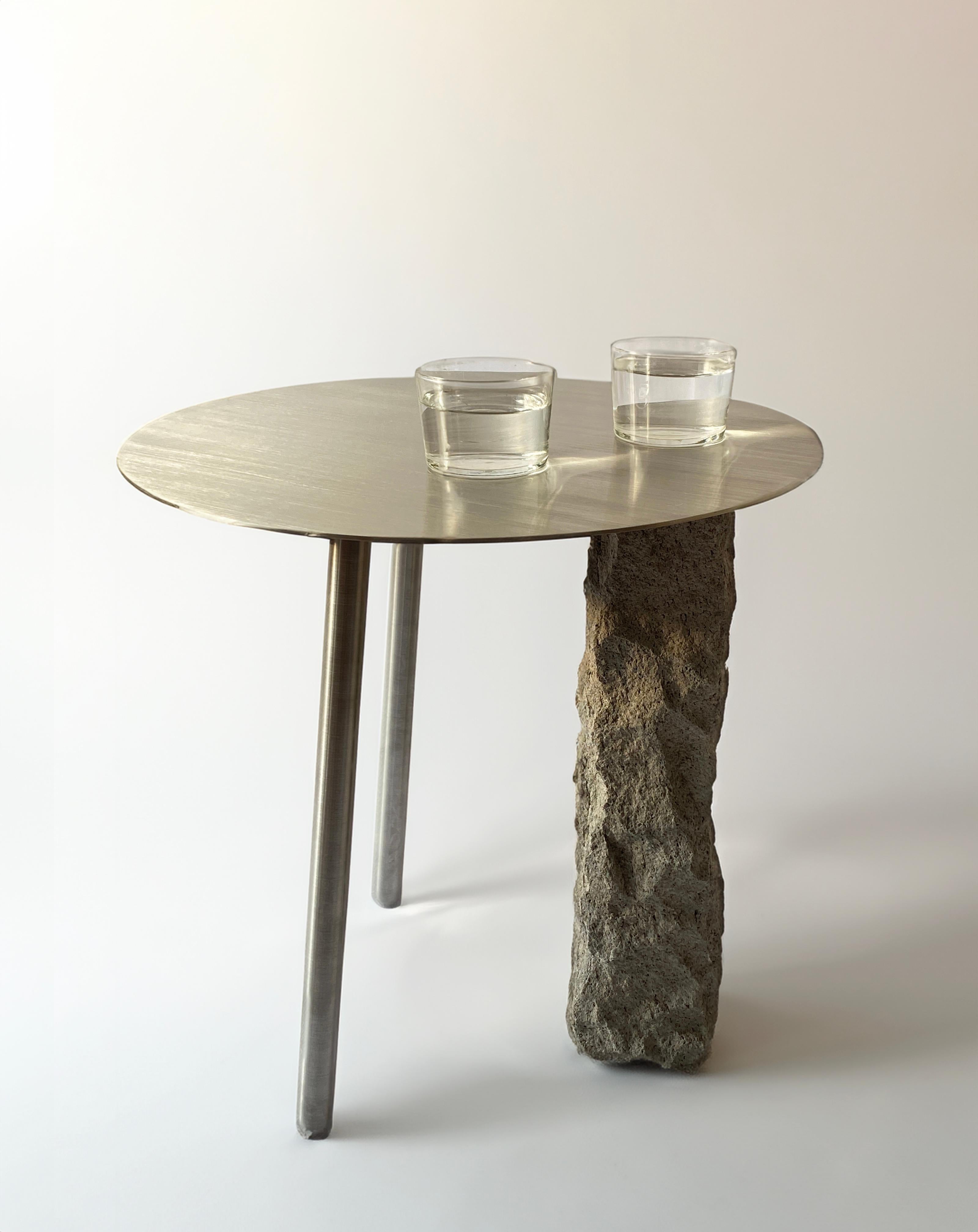 Minimalist Stainless steel side table For Sale