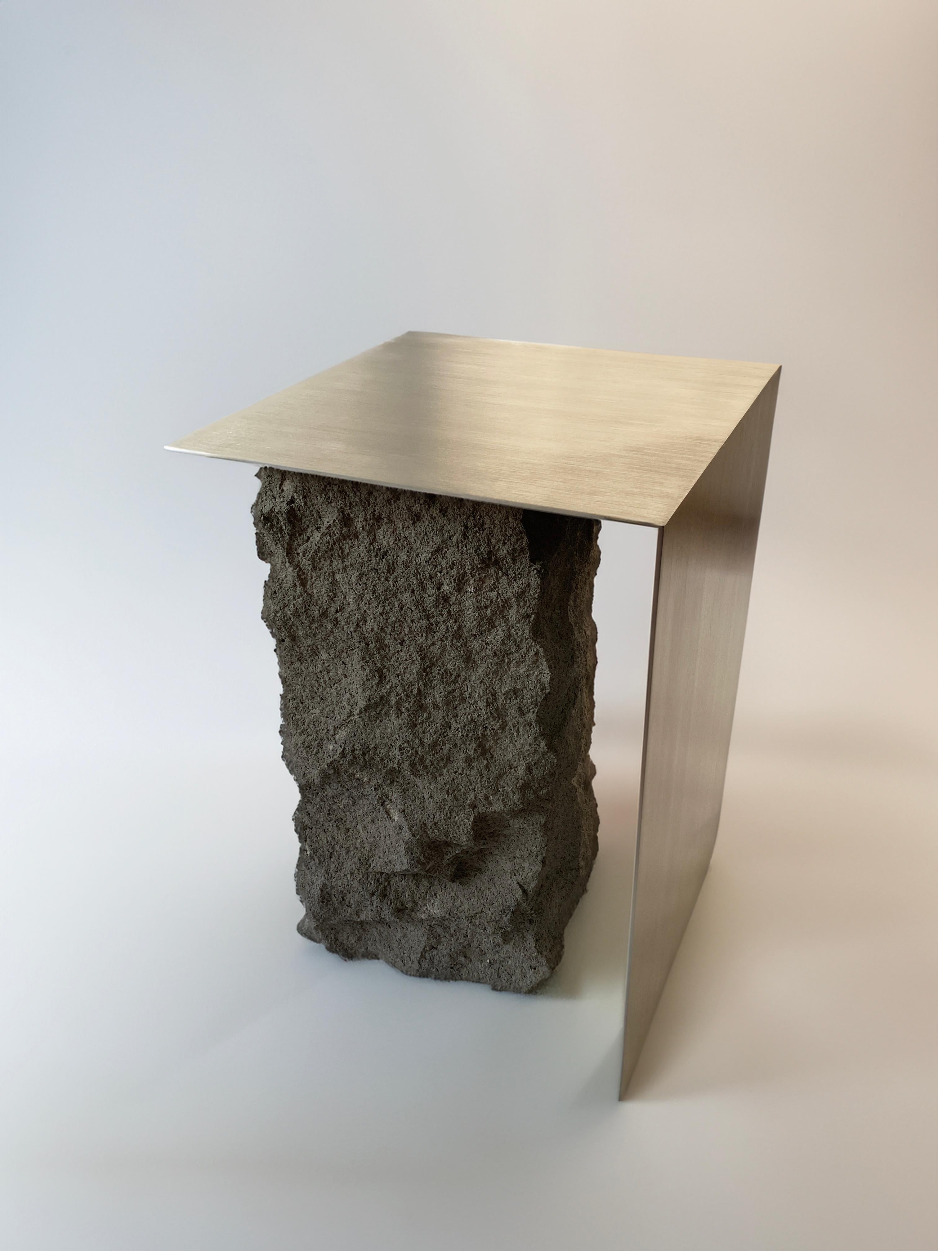 Minimalist Stainless steel side table For Sale