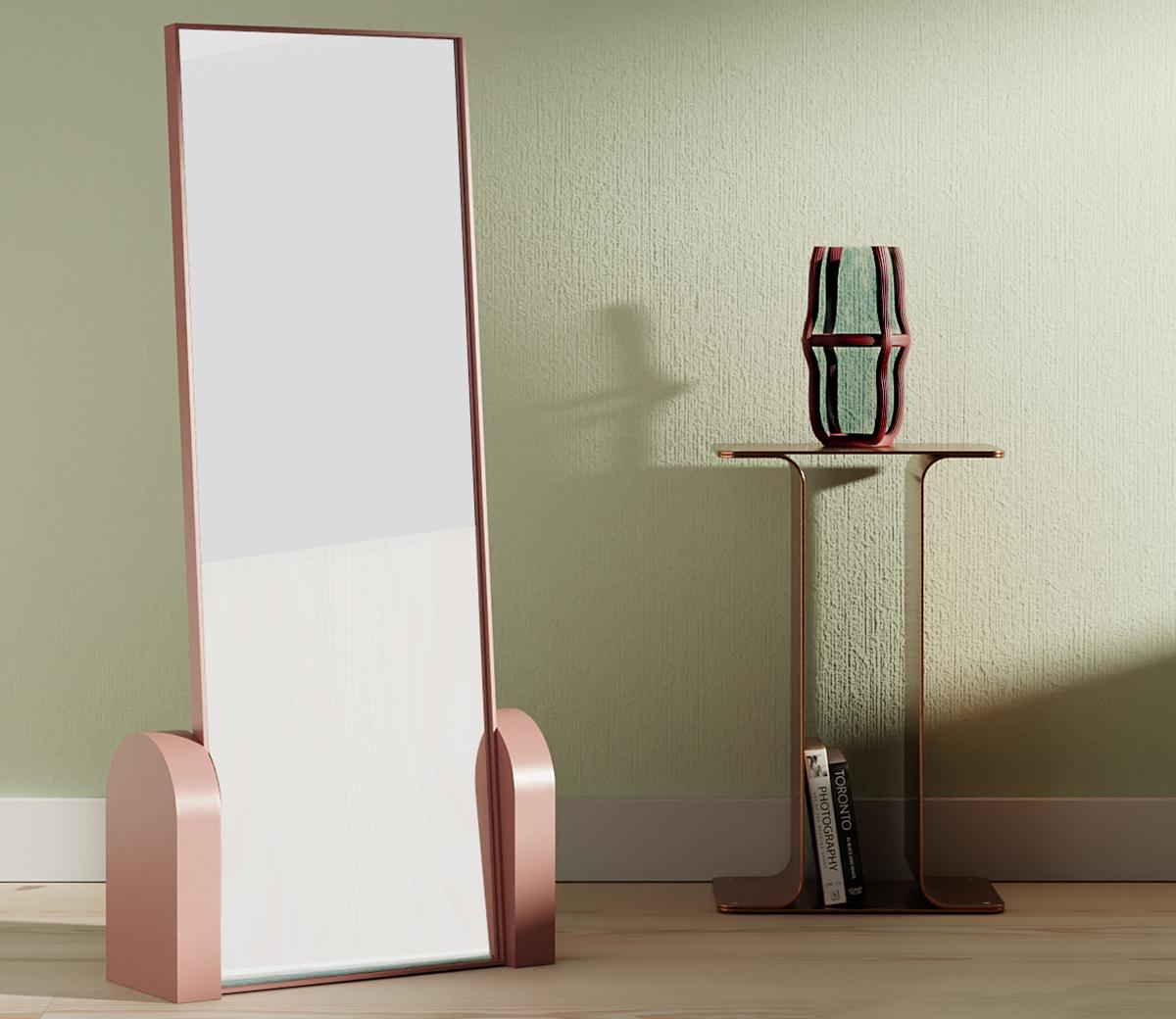 Poli Miroir de sol en dalles d'acier inoxydable par Home Studios pour Sight Unseen x Bestcase en vente