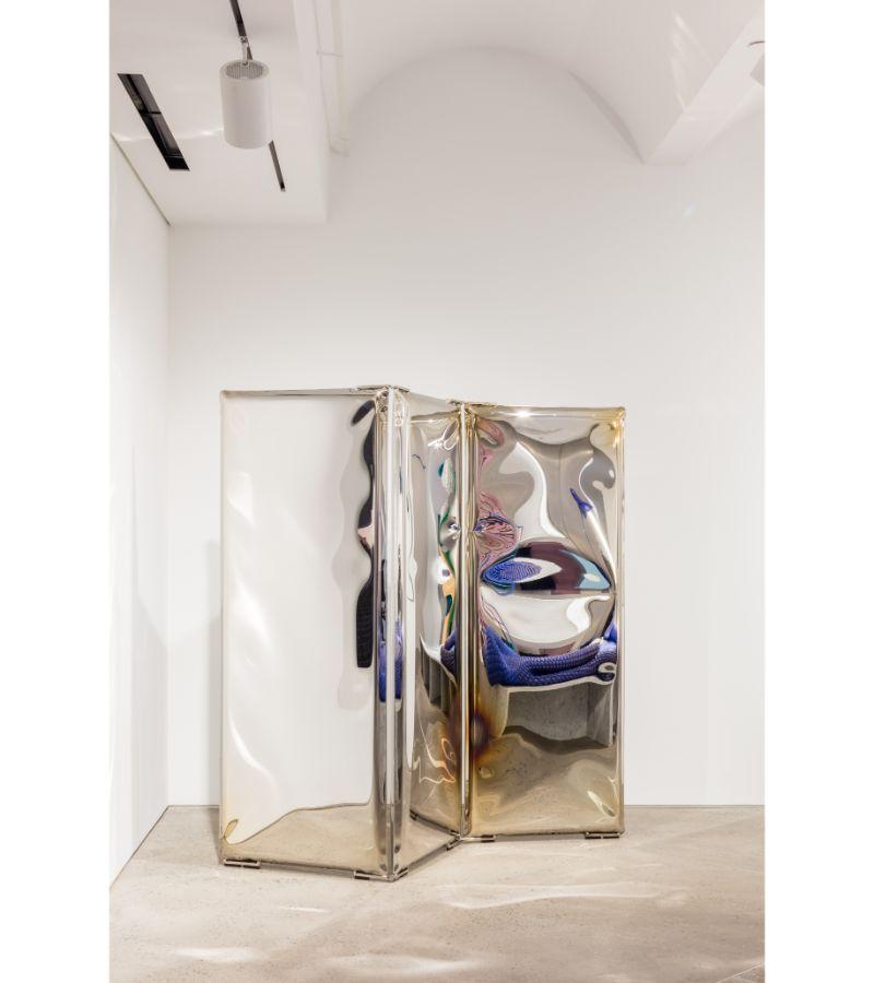Sonar, skulpturaler Bodenspiegel aus Edelstahl von Zieta (Organische Moderne) im Angebot