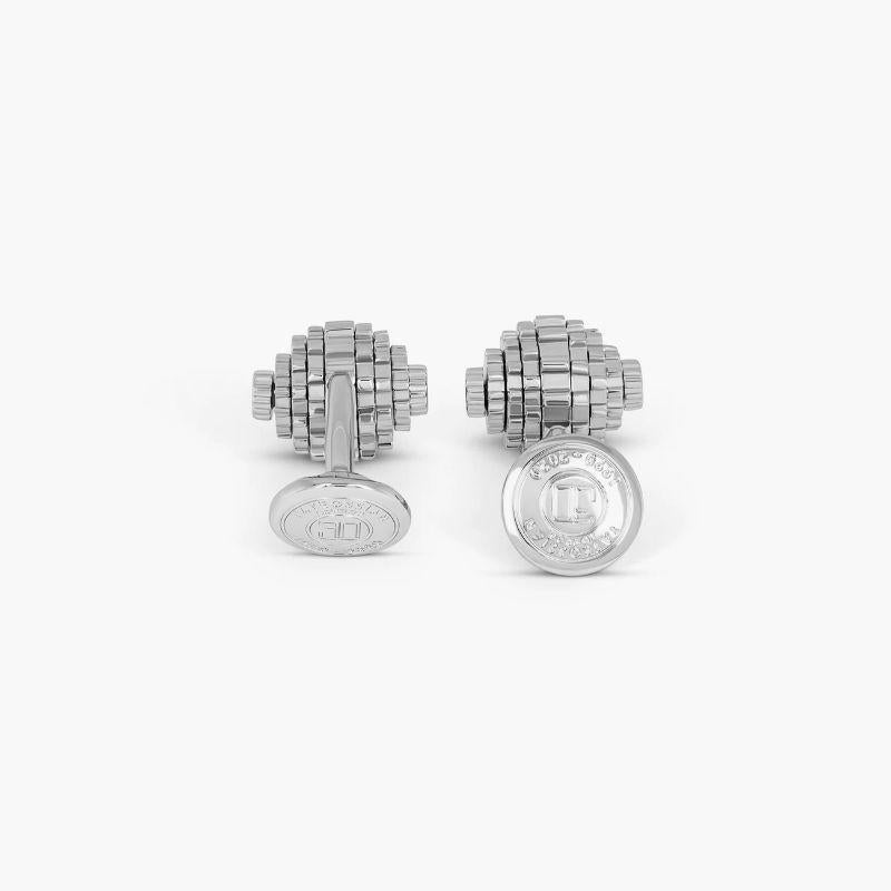 Stainless Steel Sphere Gear Cufflinks In New Condition For Sale In Fulham business exchange, London