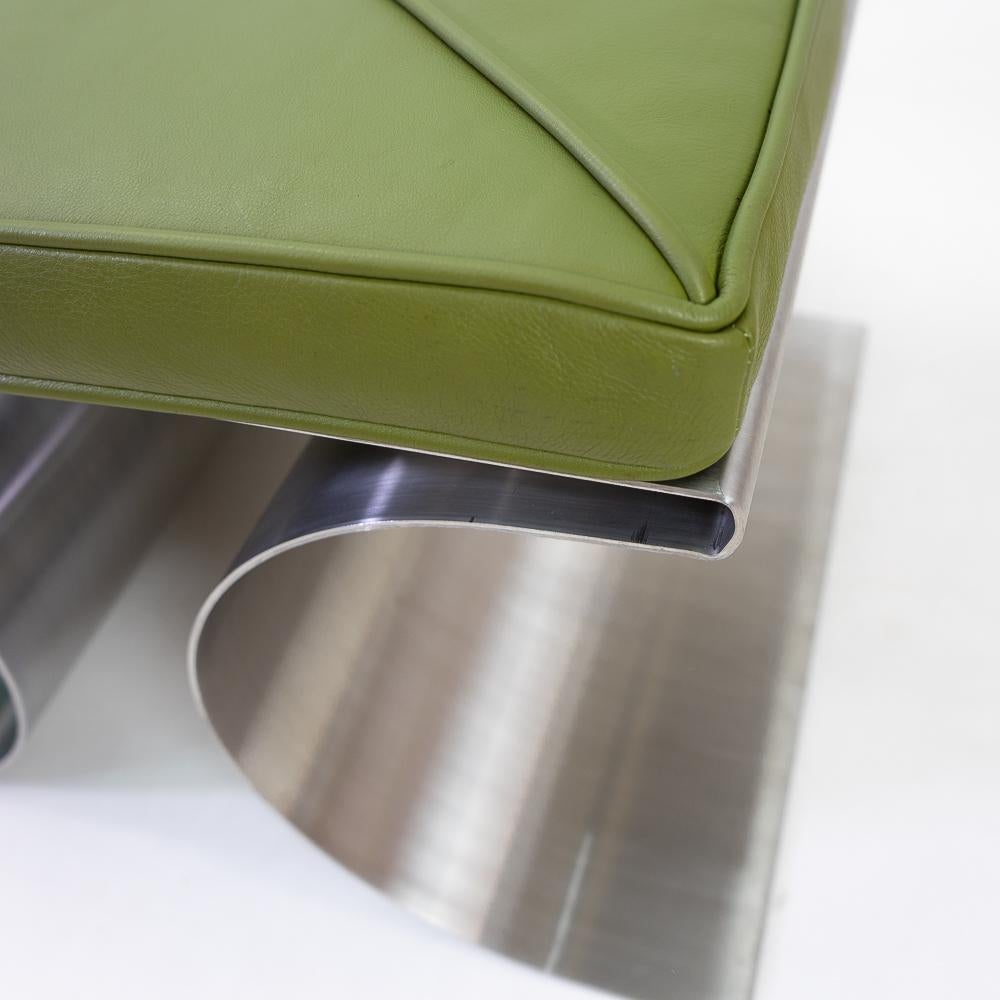 French Stainless Steel Stool in the Style of Michel Boyer, 1970s