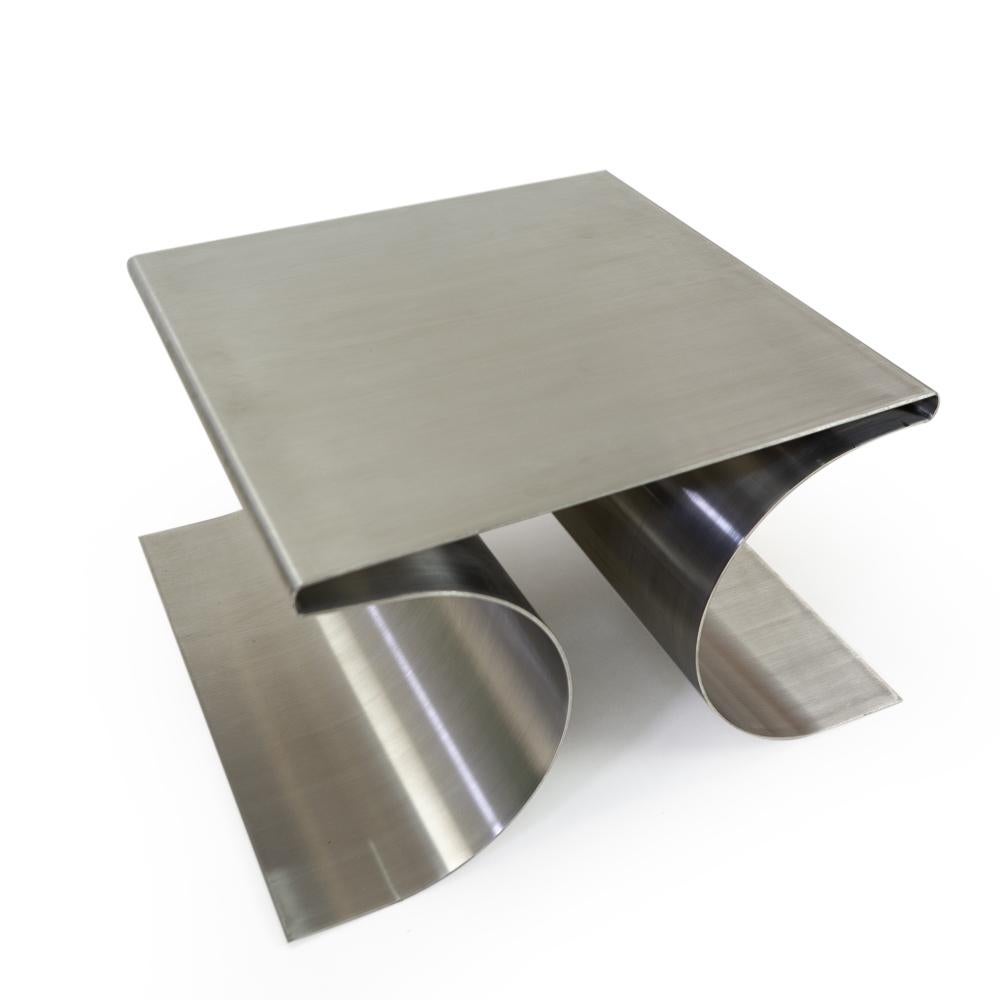 20th Century Stainless Steel Stool in the Style of Michel Boyer, 1970s