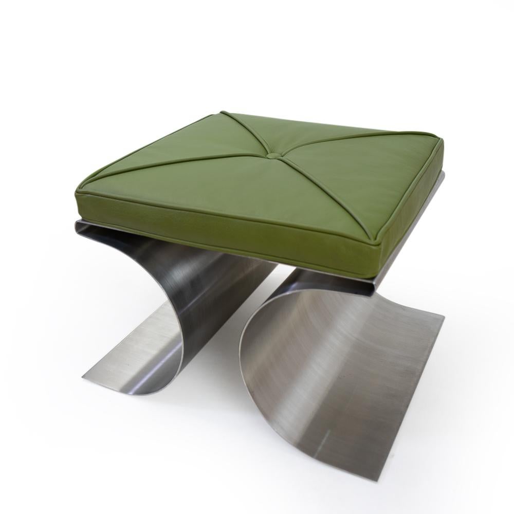 Stainless Steel Stool in the Style of Michel Boyer, 1970s 1