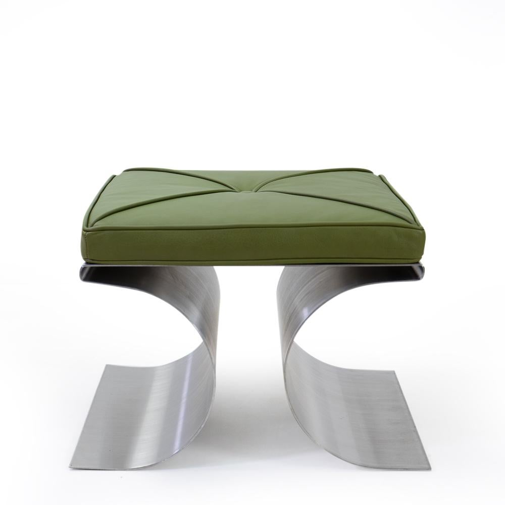 Stainless Steel Stool in the Style of Michel Boyer, 1970s 2