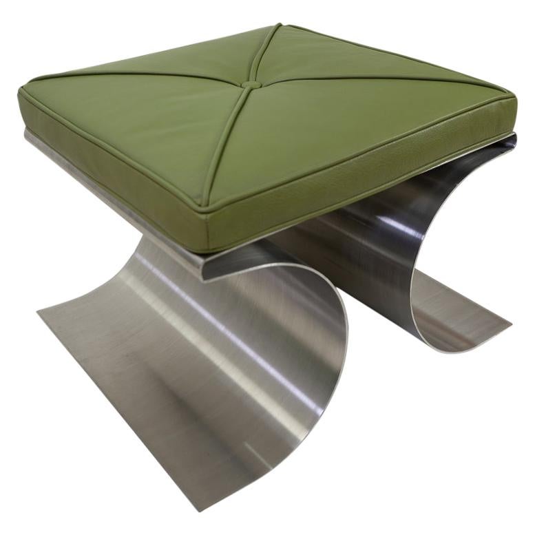 Stainless Steel Stool in the Style of Michel Boyer, 1970s