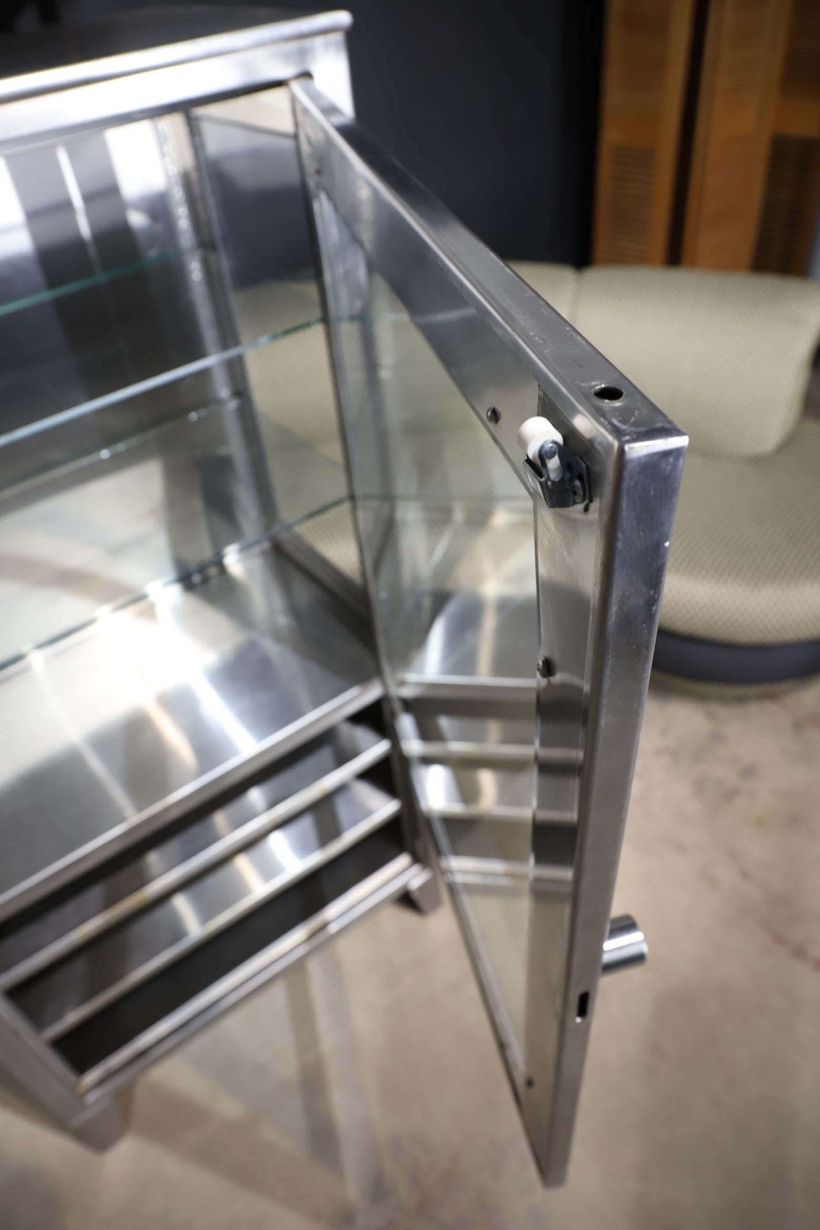 Stainless Steel Storage Cabinet Bar In Good Condition In Oklahoma City, OK