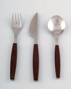Stainless Steel Strata, Henning Koppel Cutlery, Brown Plastic