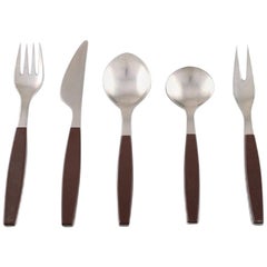 Stainless Steel Strata, Henning Koppel Cutlery, Brown Plastic