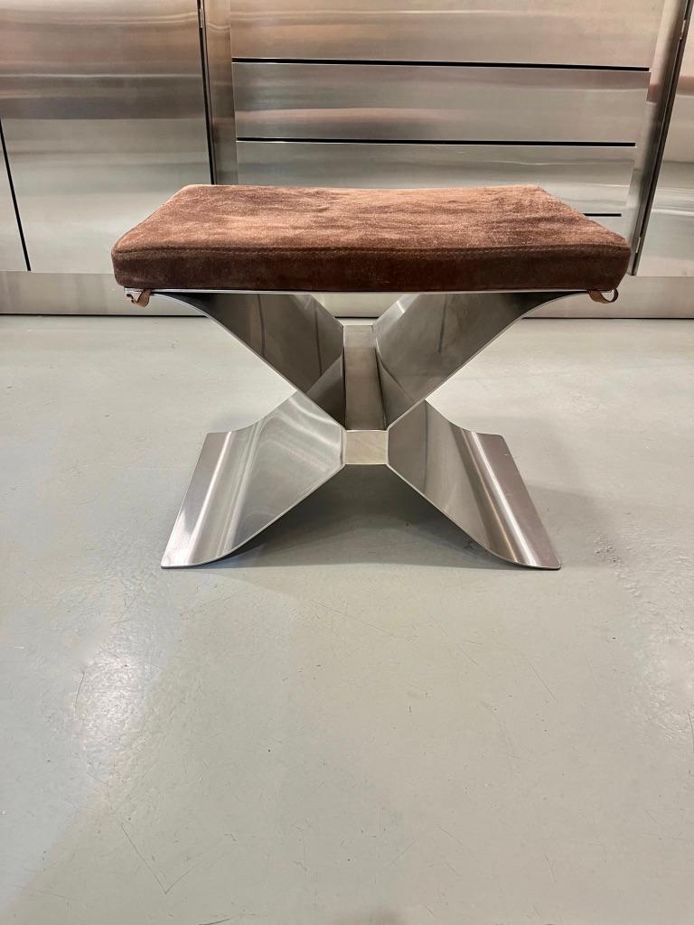 Late 20th Century Stainless Steel & Suede 