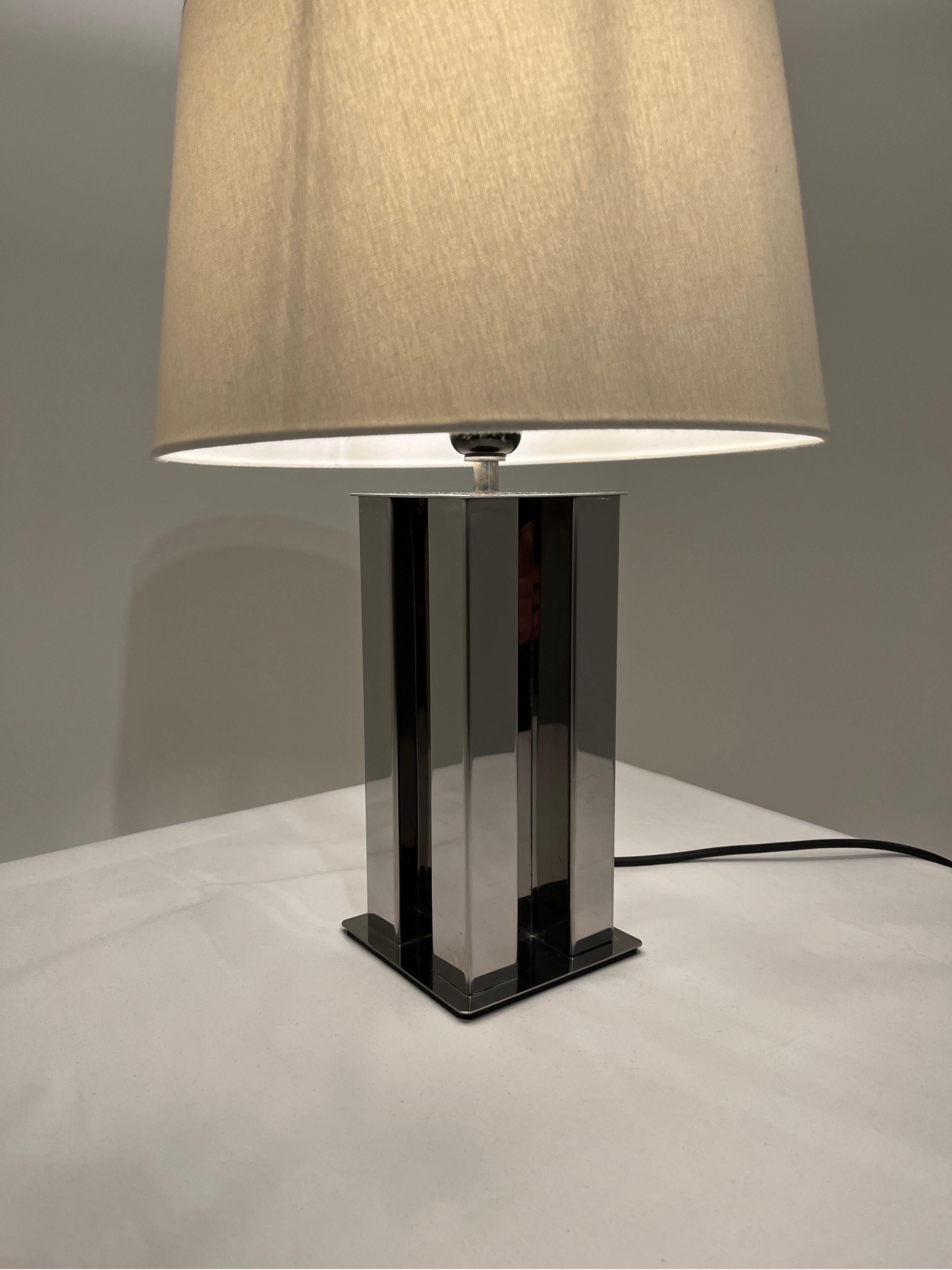 Stainless Steel Table Lamp France c1970s  In Excellent Condition For Sale In Gravesend, GB