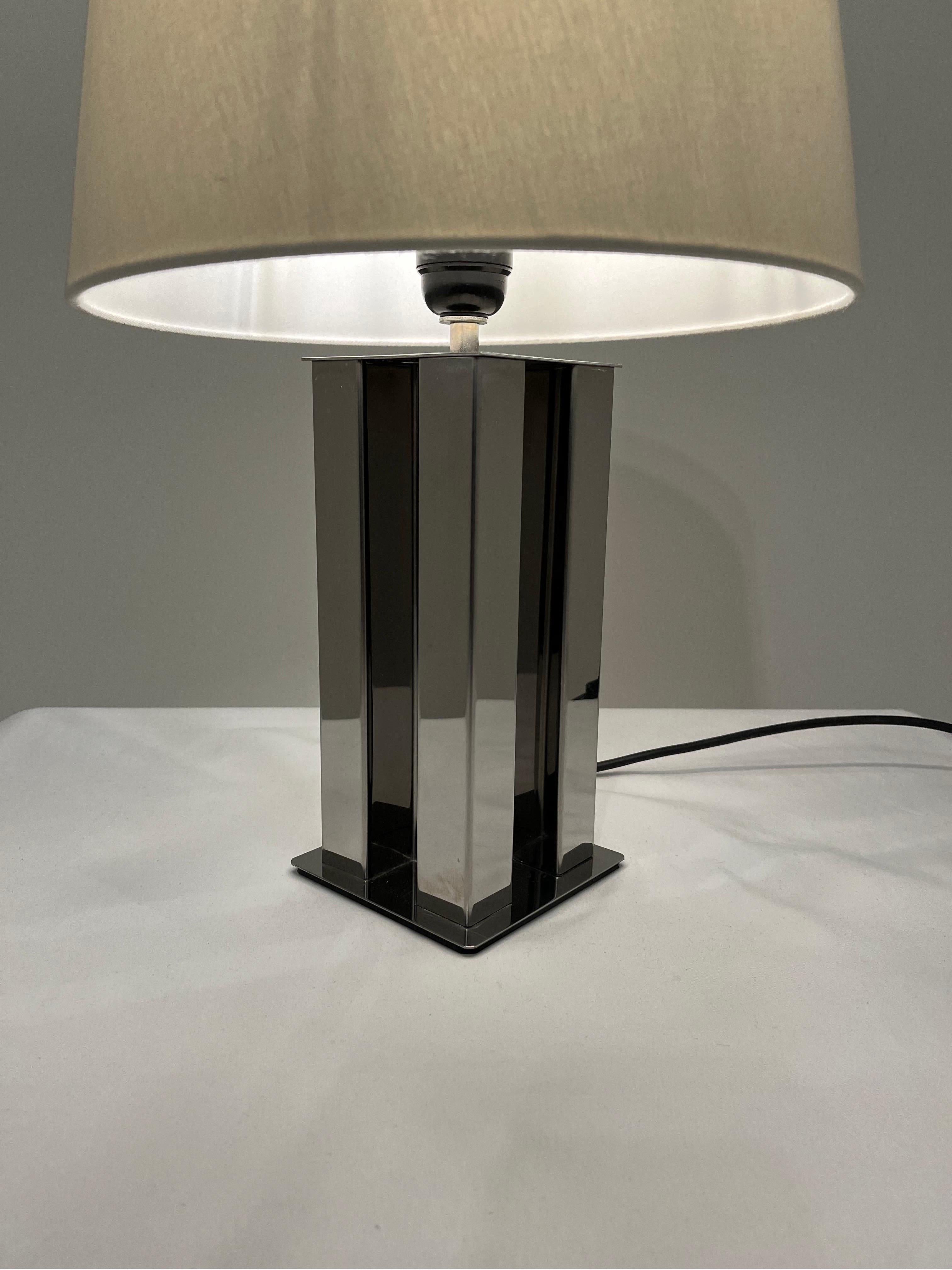 Late 20th Century Stainless Steel Table Lamp France c1970s  For Sale
