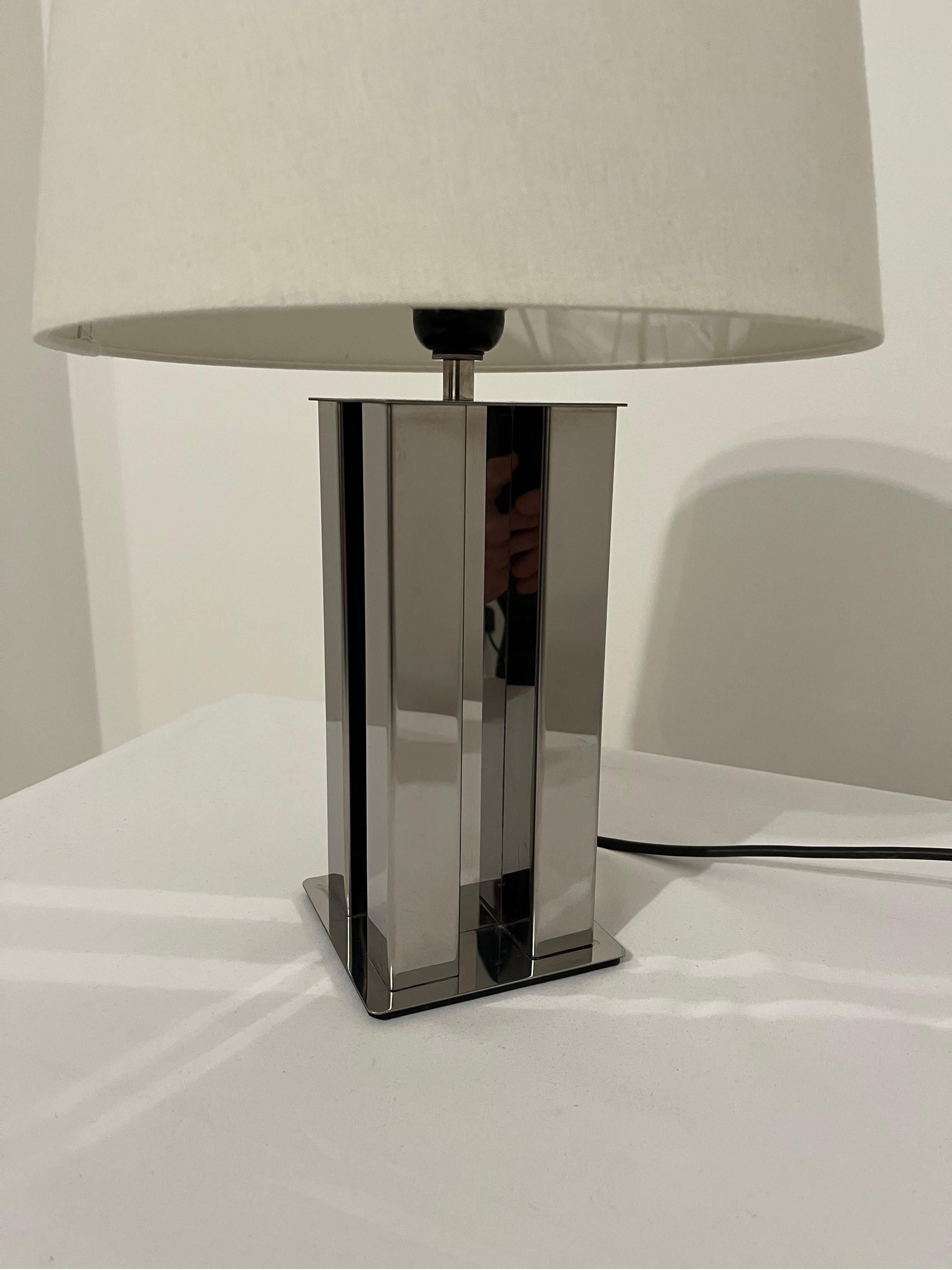 Stainless Steel Table Lamp France c1970s  For Sale 2
