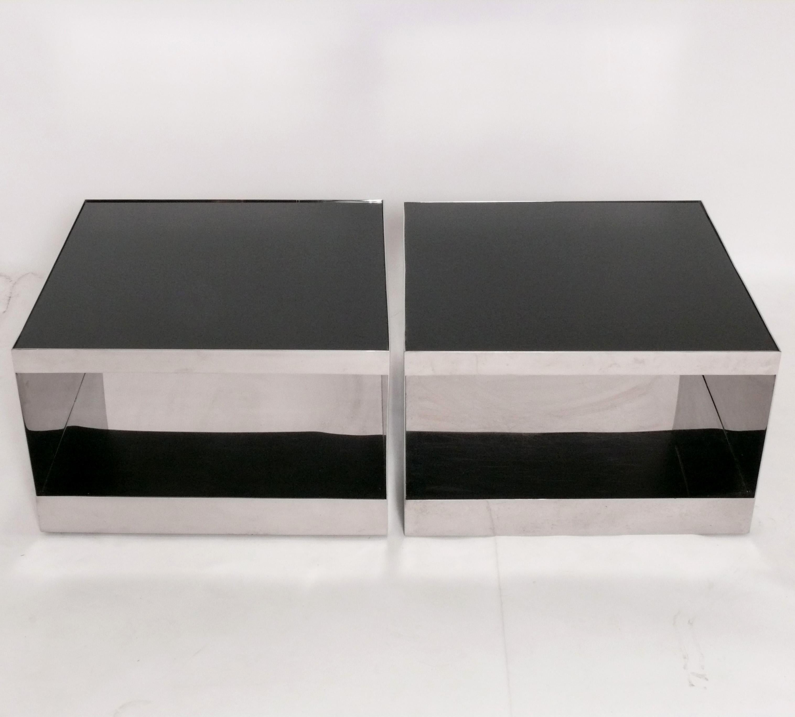 Mid-Century Modern Stainless Steel Tables by Joe D'Urso for Knoll Coffee Tables or End Tables For Sale