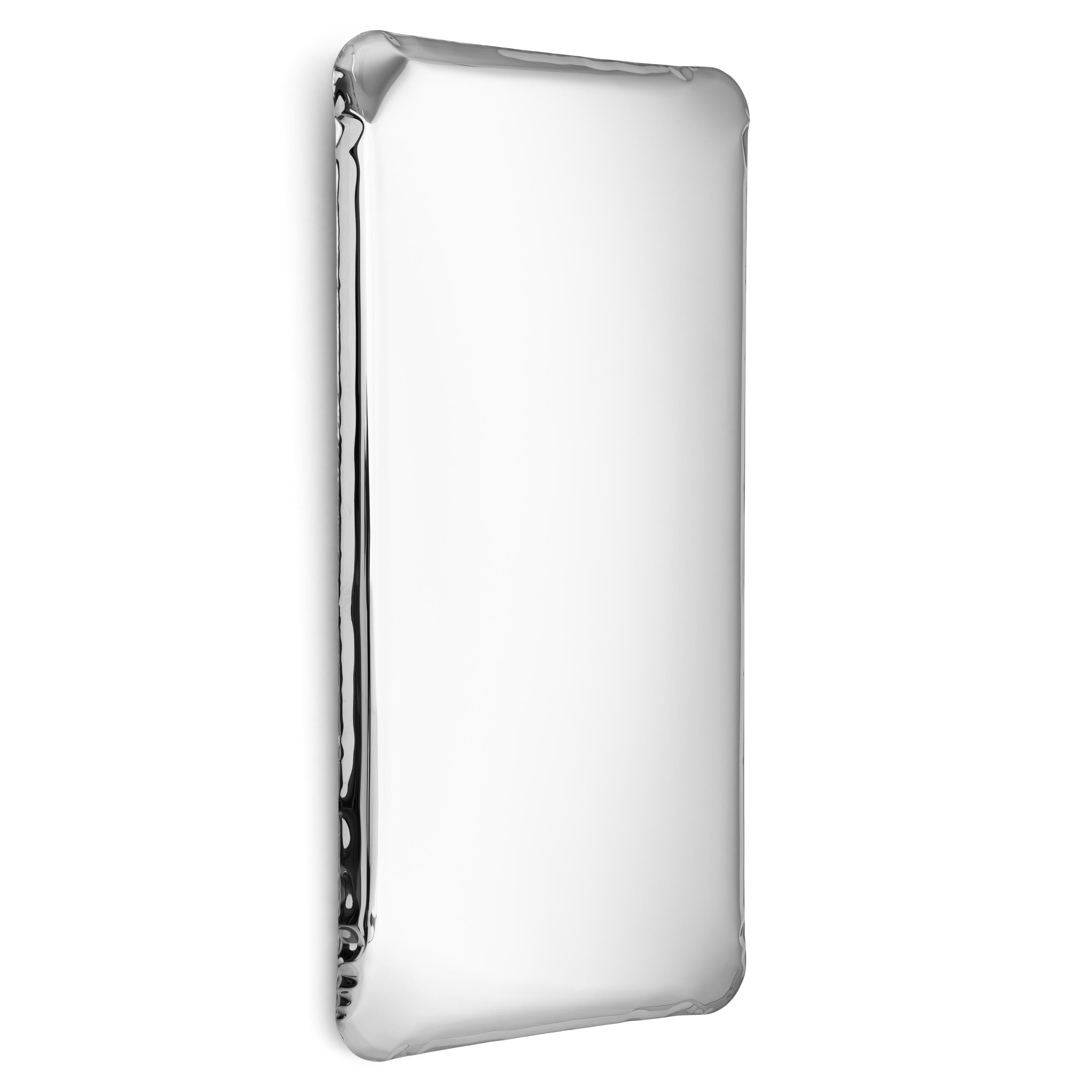 Stainless Steel Tafla Q2 sculptural wall mirror by Zieta
Dimensions: D 6 x W 60 x H 120 cm 
Material: Stainless steel. 
Finish: Polished. 
Available in finishes: Stainless Steel, Deep Space Blue, Emerald, Saphire, Saphire/Emerald, Dark Matter, and
