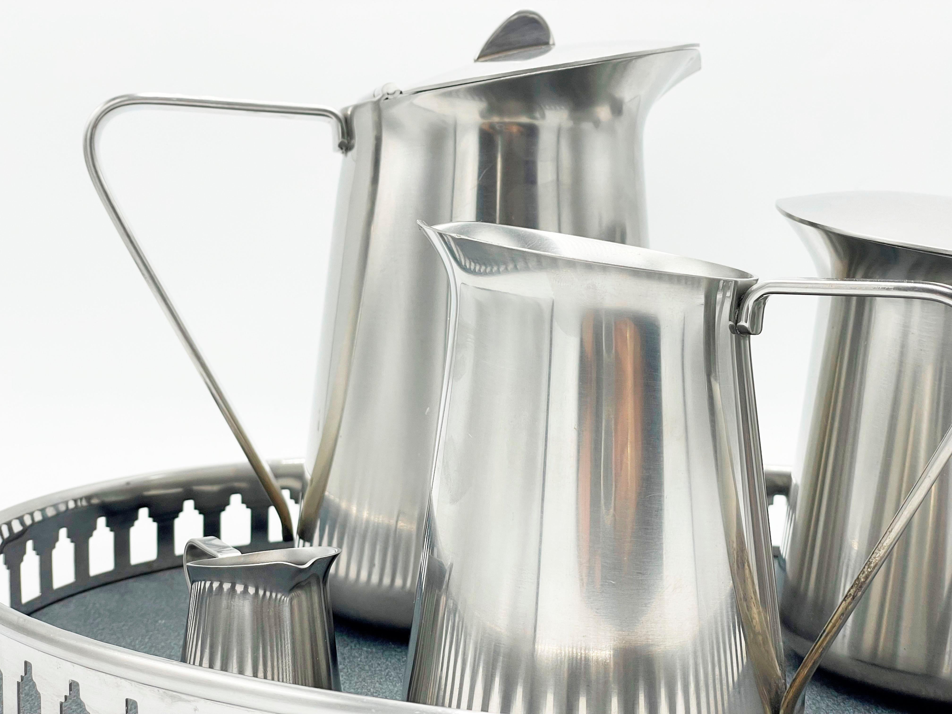 Stainless steel tea set, Alessi 20th Century For Sale 13