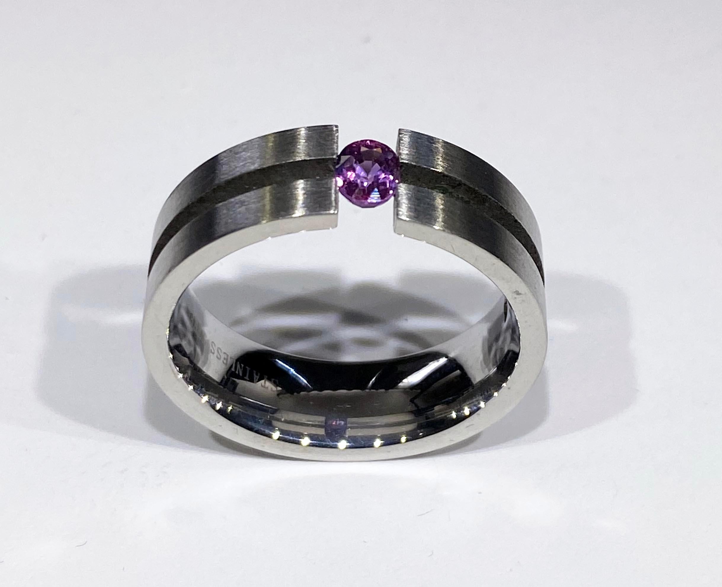stainless steel sapphire ring