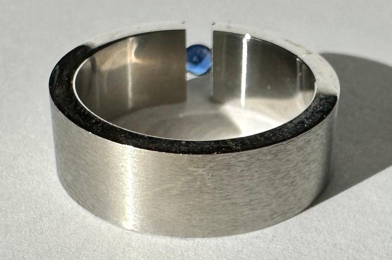 Stainless Steel Tension Ring set with Sapphire For Sale 6