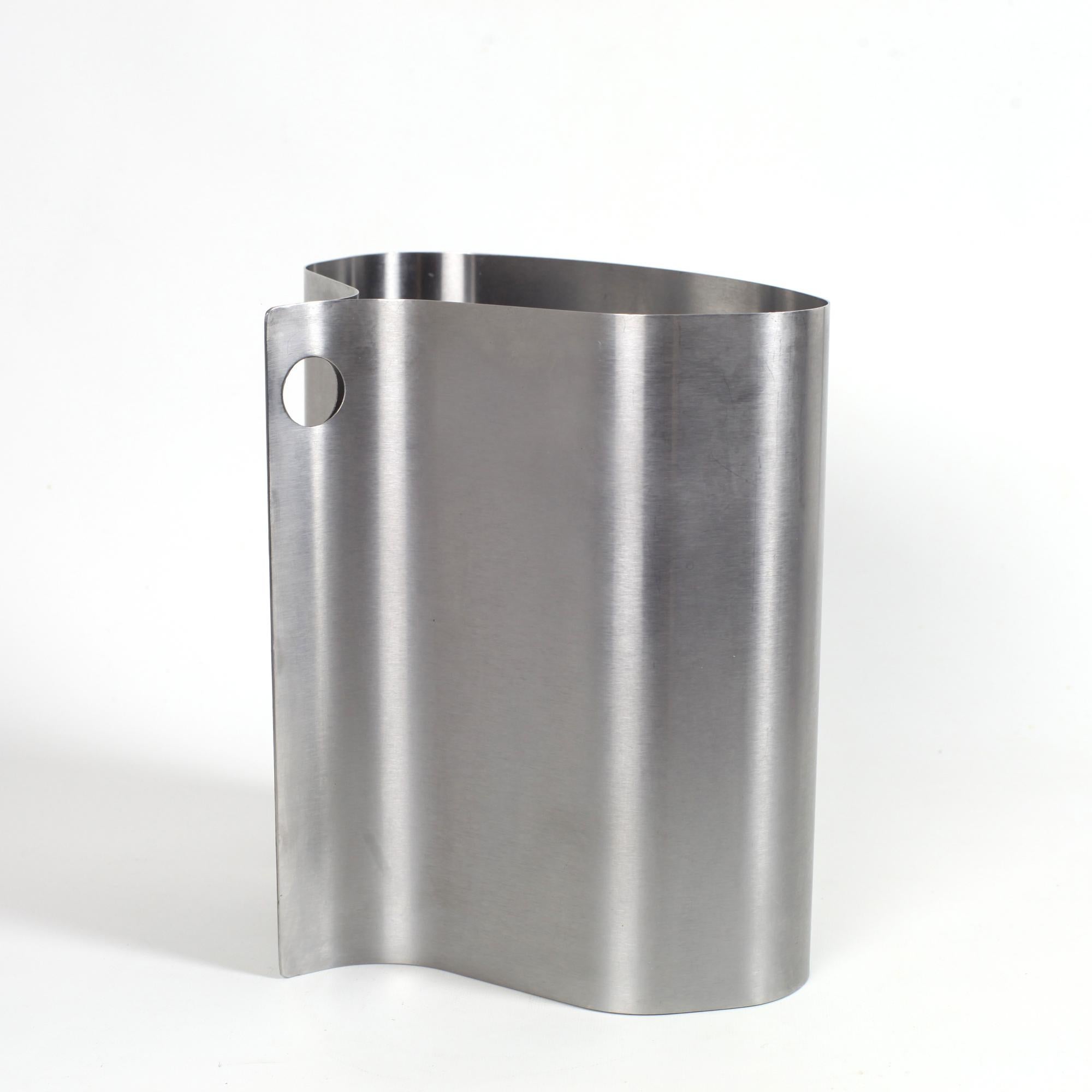 Mid-Century Modern Stainless Steel Trash Can by Xavier FEAL for Inox Industrie France 1970
