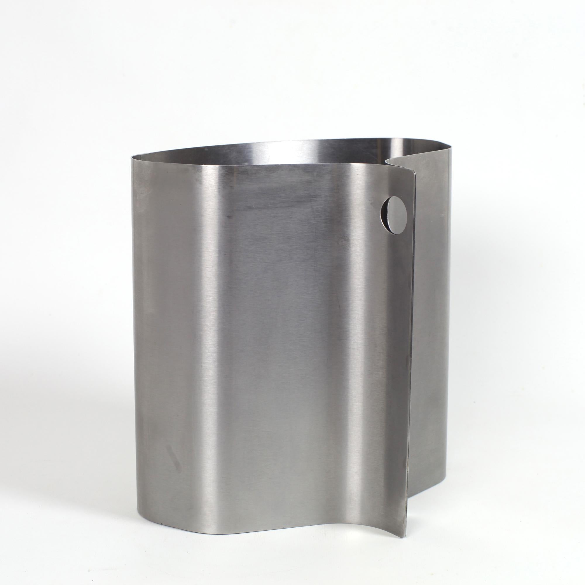 French Stainless Steel Trash Can by Xavier FEAL for Inox Industrie France 1970
