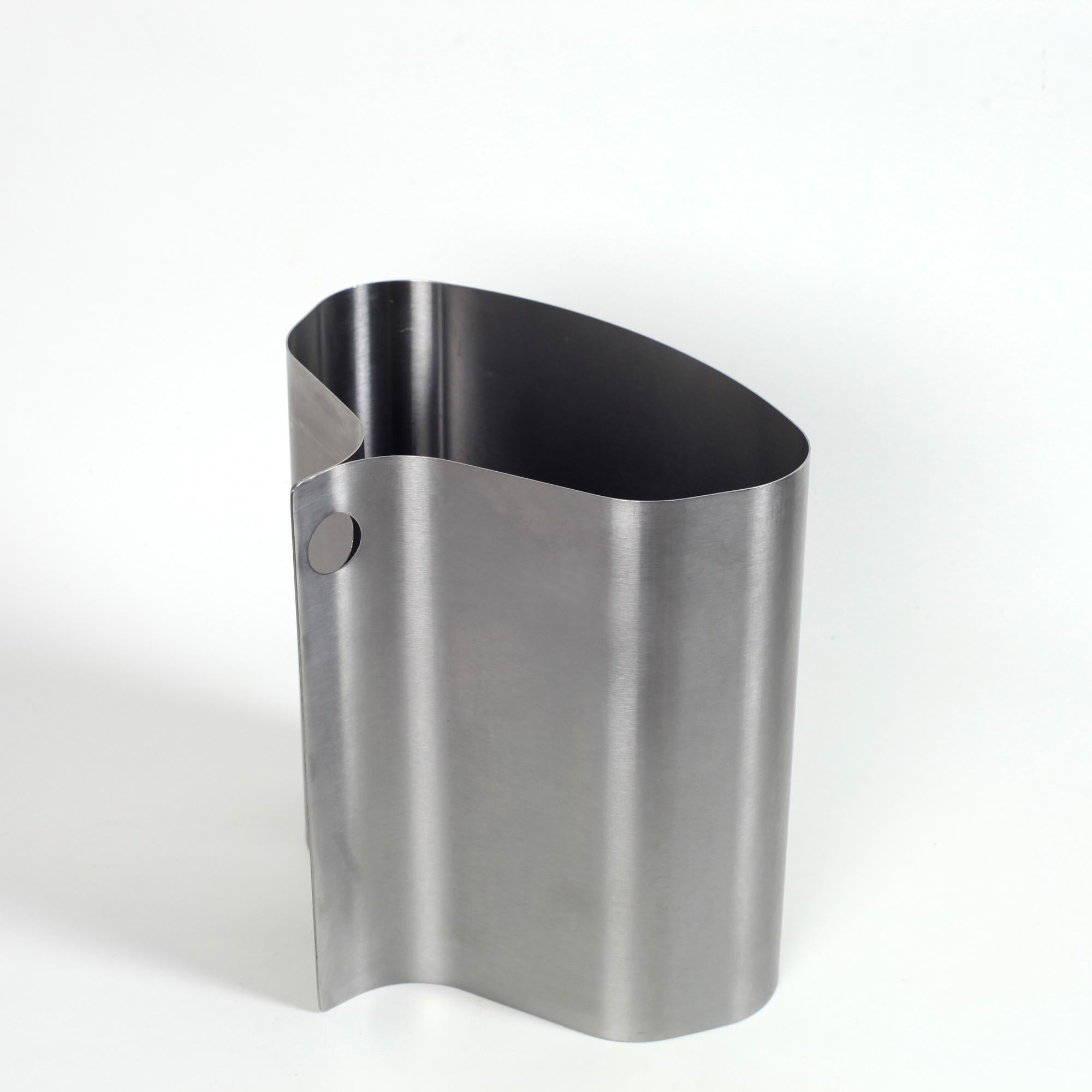 Stainless Steel Trash Can by Xavier FEAL for Inox Industrie France 1970 1