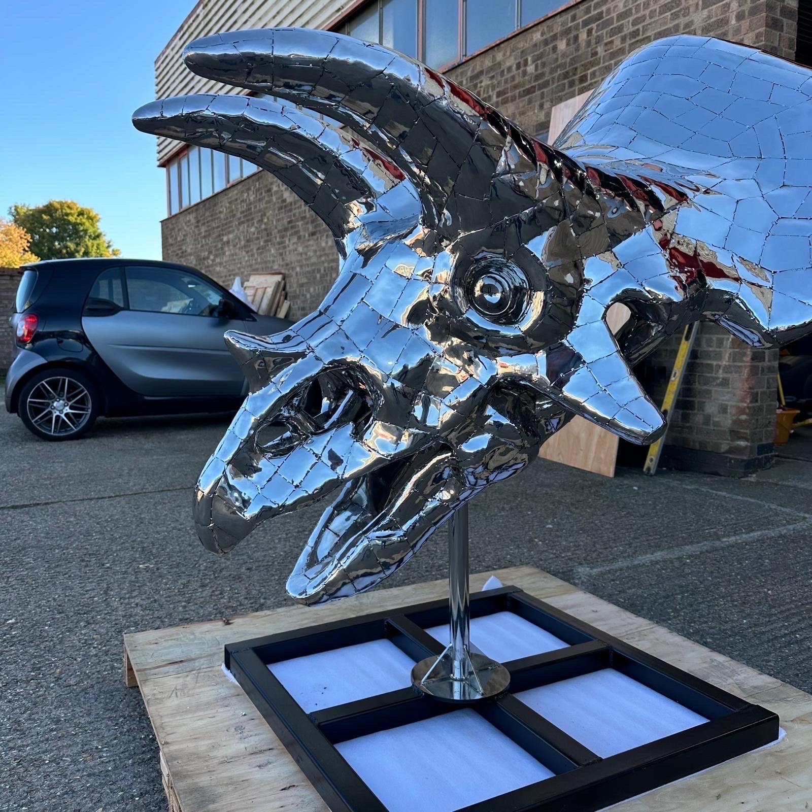 Stainless Steel Triceratops Sculpture, 21st century 5