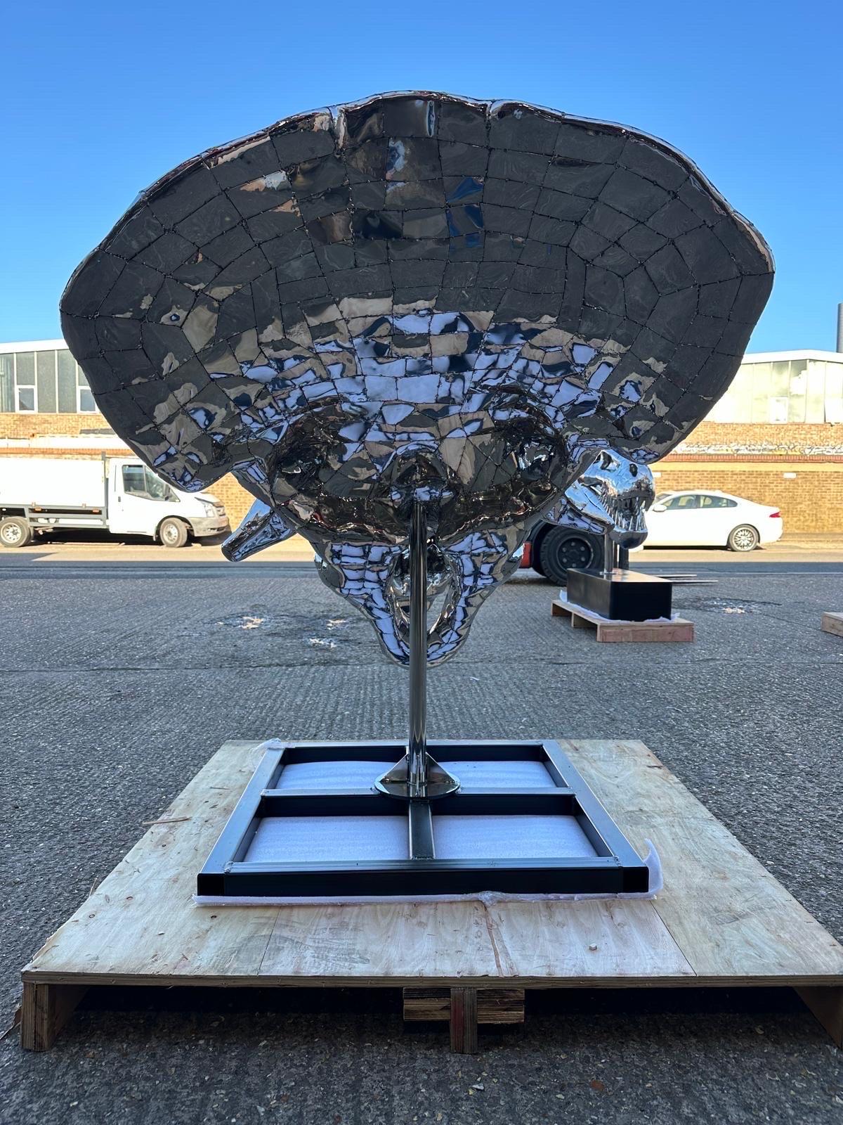 Stainless Steel Triceratops Sculpture, 21st century In Excellent Condition In Southall, GB