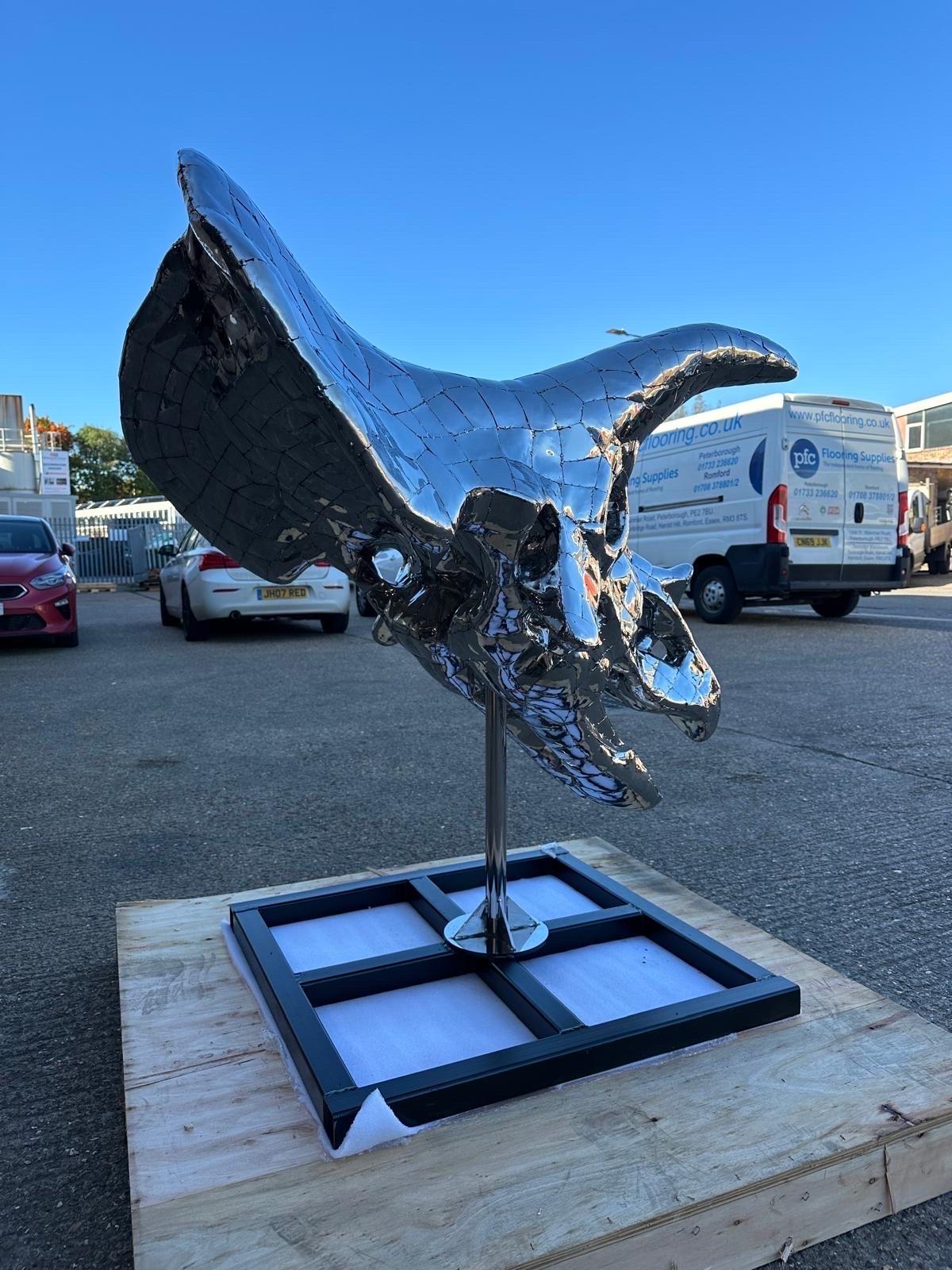 Contemporary Stainless Steel Triceratops Sculpture, 21st century