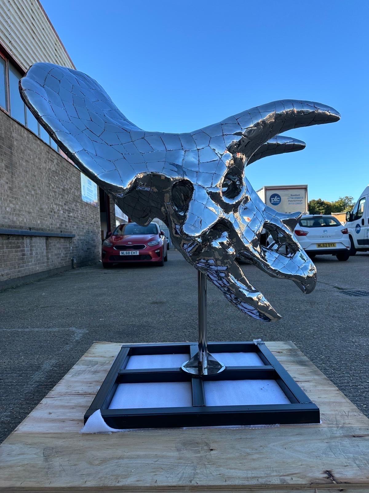 Stainless Steel Triceratops Sculpture, 21st century 1