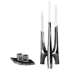 Stainless Steel Triglav Candelabrum 41 Silver Candle Holder by Zieta