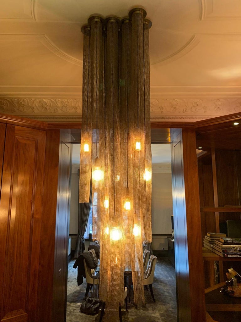 Brutalist Industrial Style Chainmail Chandelier Boa by Fuse Lighting