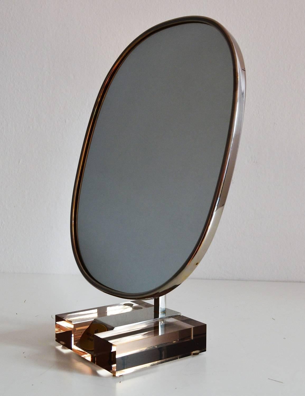 Hollywood Regency Miroir de courtoisie en acier inoxydable Patek Philippe