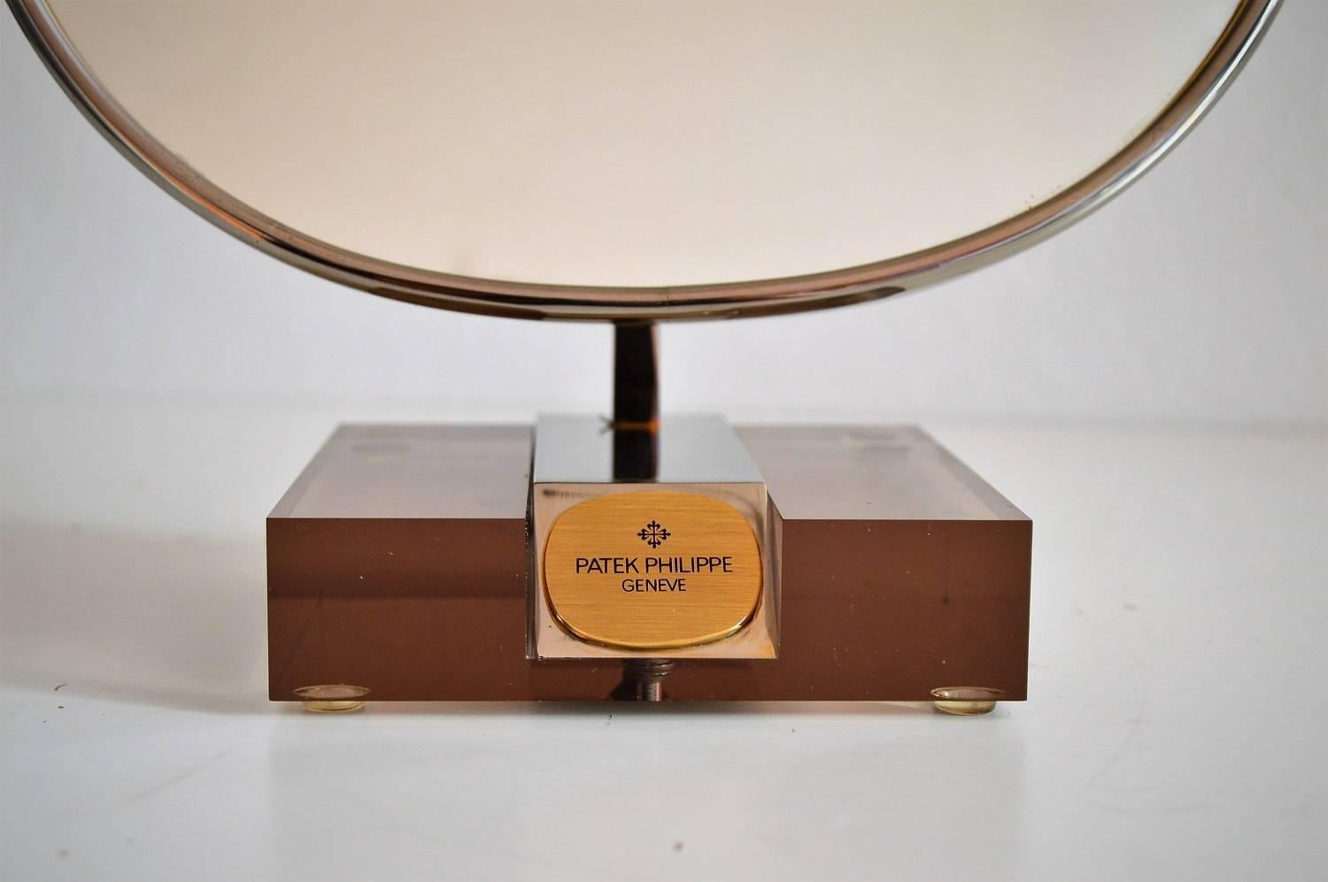 Fin du 20e siècle Miroir de courtoisie en acier inoxydable Patek Philippe