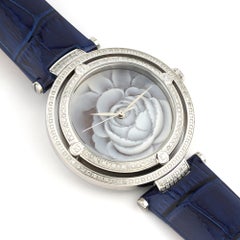 Stainless Steel Watch with Sea Shell Cameos and 0, 88ct Total Diamonds