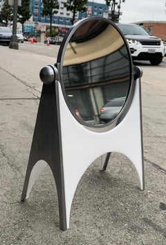 Stainless Steel and White Acrylic Vanity Mirror by Charles Hollis Jones
