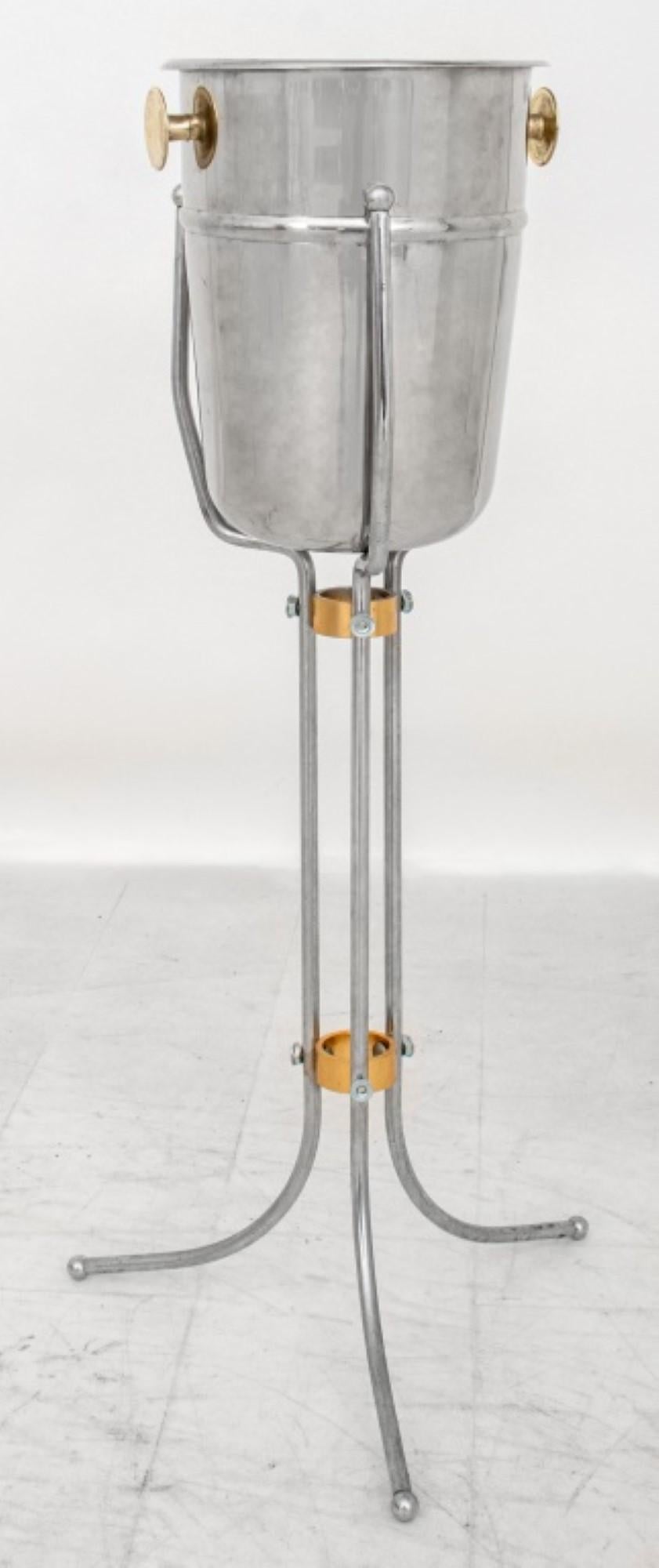 Metal Stainless Steel Wine Cooler on Stand, 20th C For Sale