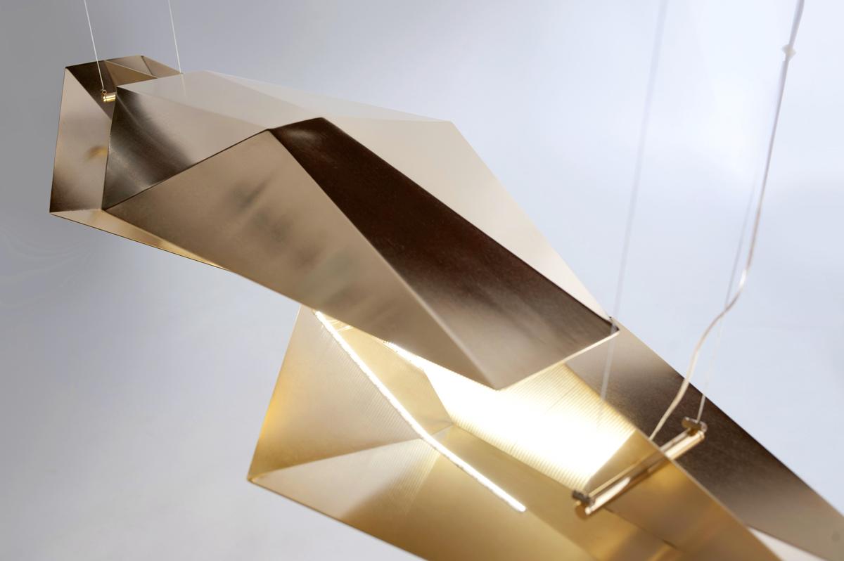 Futurist 1st Edition Galvanized Satin Gold Finish Stainless Steel Suspension Lamp