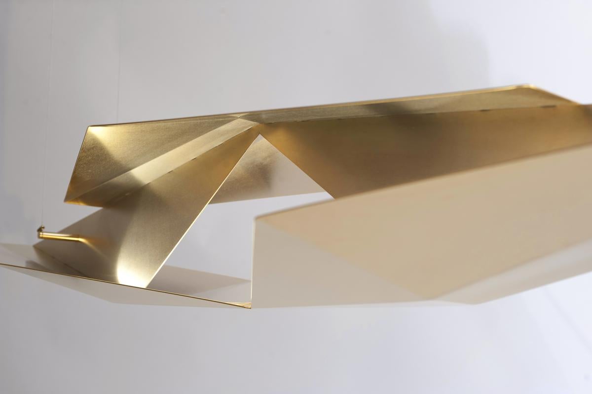 Italian 1st Edition Galvanized Satin Gold Finish Stainless Steel Suspension Lamp