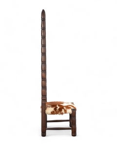Chaise d'escalier, bois et cuir. 1960.