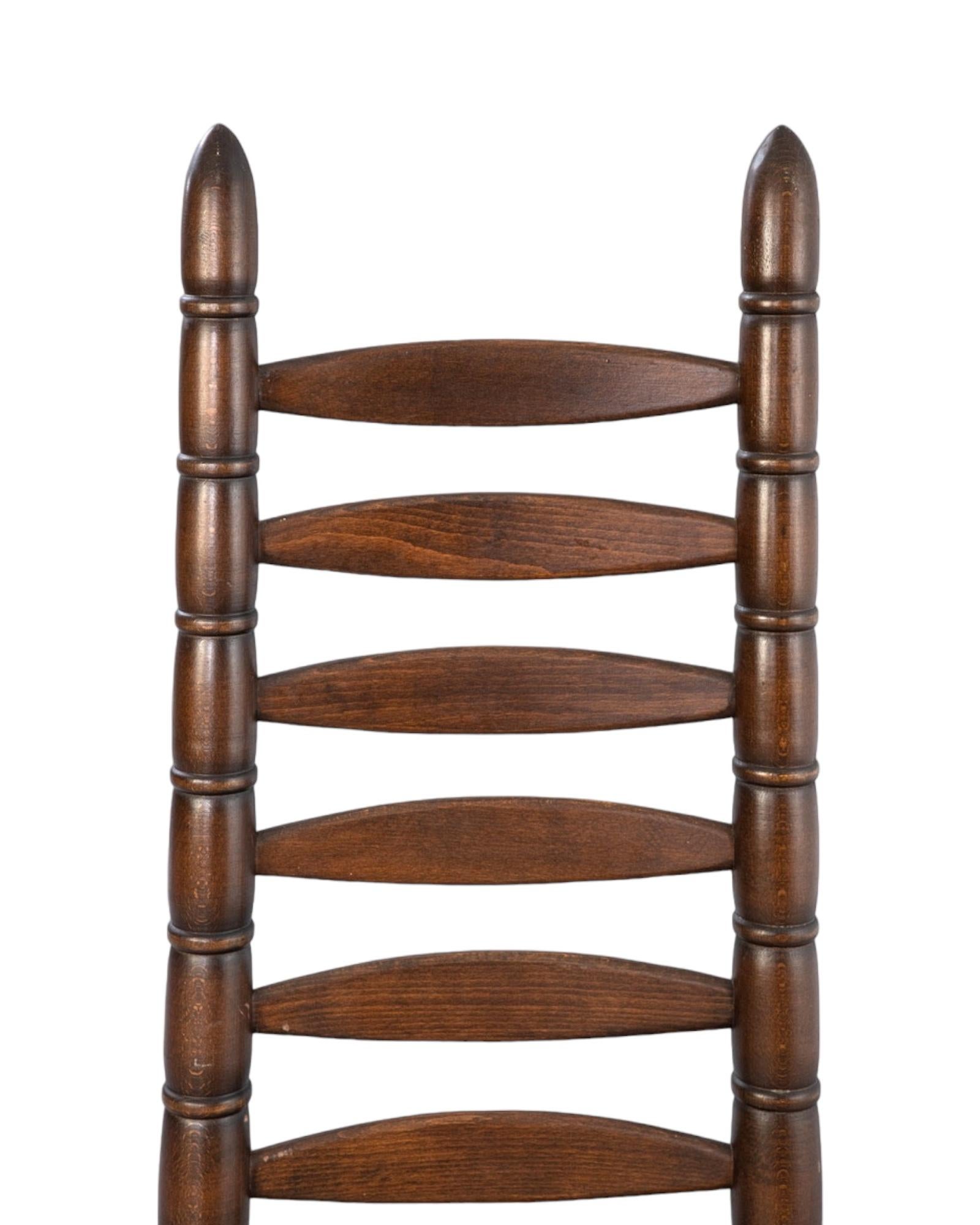 Mid-20th Century Stair chair, wood and leather. 1960. For Sale
