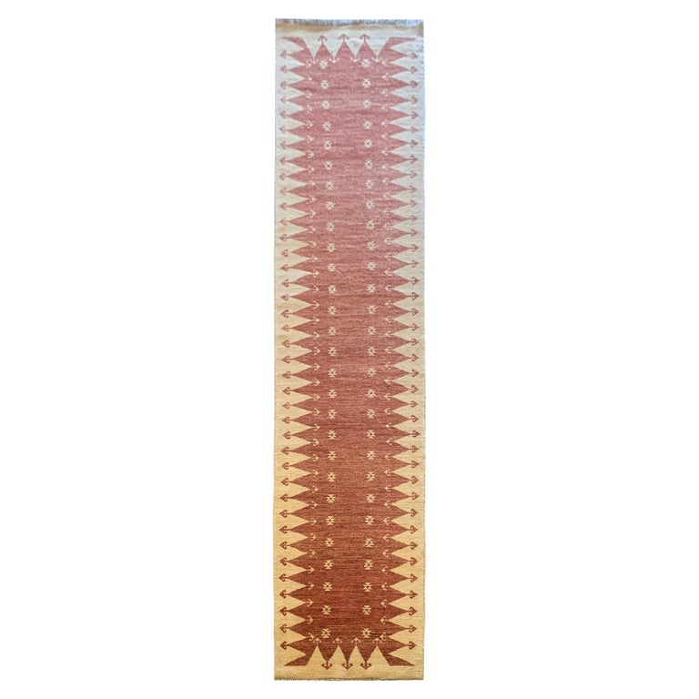 Stair Runner Rug Handwoven Geometric Rust Wool Carpet Runner For Sale ...