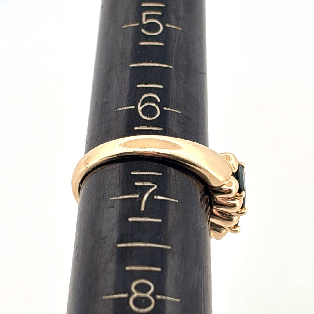 Bague en or jaune 14K Staircase Marquise Cut 1.20ctw Blue Sapphire en vente 3