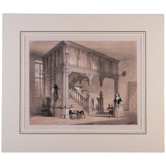 "Staircase, Wakehurst, Sussex" Antique English Print by Joseph Nash