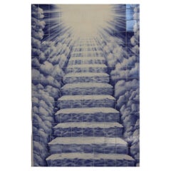 Stairway to Heaven Hand Painted Tile Mural, Portuguese Tiles Azulejos