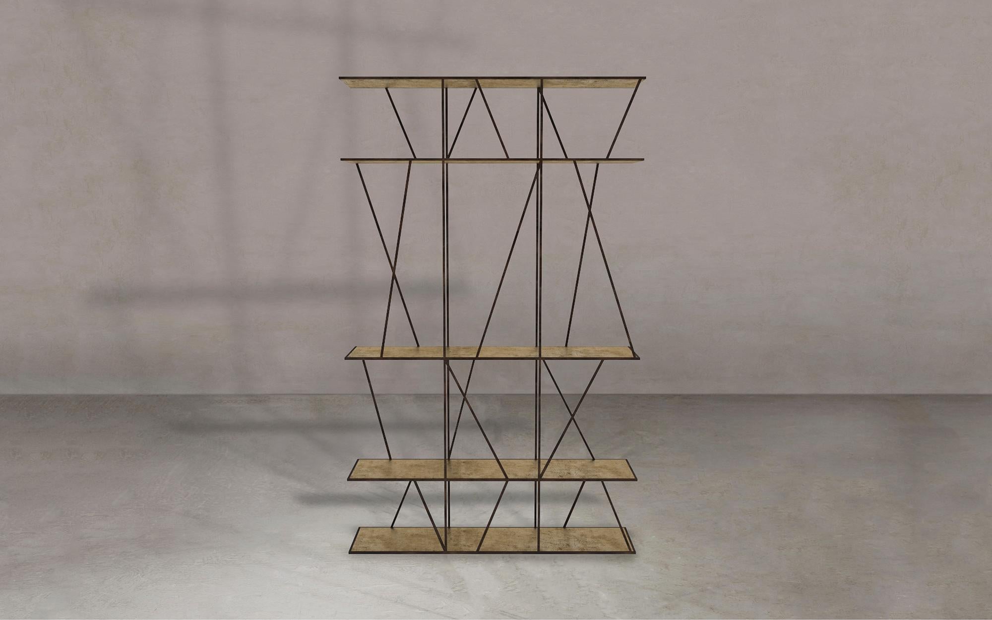 Minimalist Staiths V2 Sculptural Shelving Unit — Blackened Steel — Made in Britain For Sale
