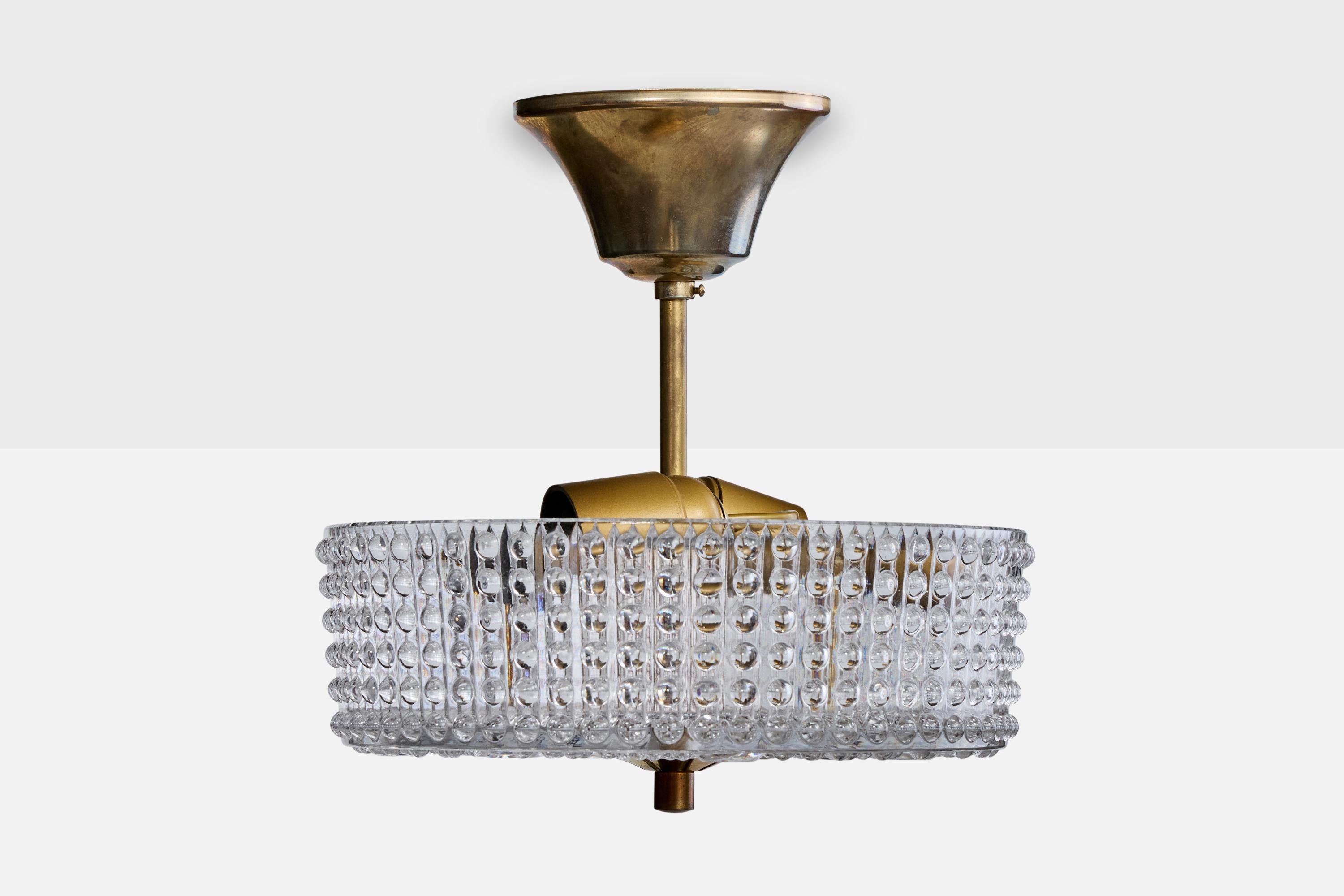 Mid-Century moderno Ståks Armatur, Lampada a sospensione, Ottone, Vetro, Svezia, anni '70 in vendita
